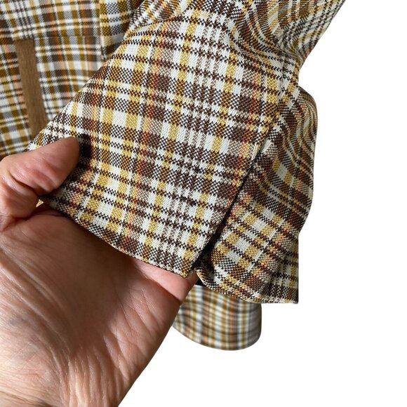 Vintage 70s Montgomery Ward Sport Coat 44L 46L Plaid Check Collegiate Mod Disco - Picture 10 of 16